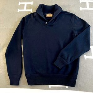 British Khaki Navy Blue Cotton Sweater - Size S